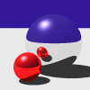 Red ball reflection with three ray bounces allowed
